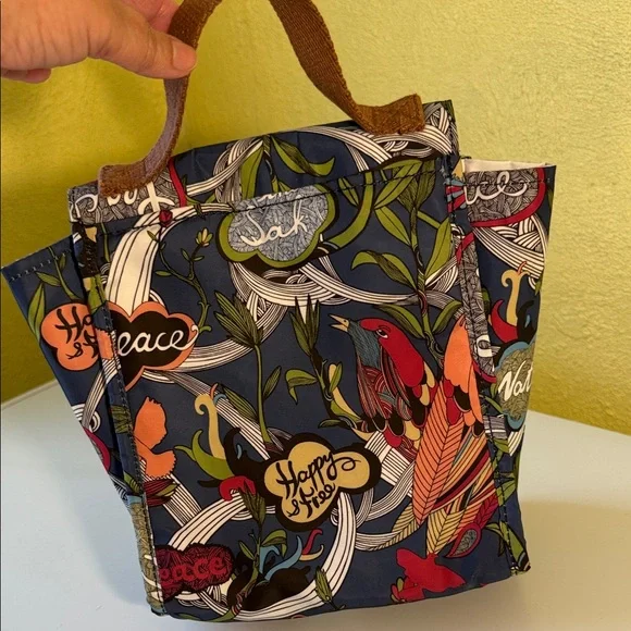 Sakroots Multicolor Bird and Floral Lunch tote - Picture 2 of 7